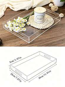 1pc Acrylic Tray, High-End Transparent Fruit Plate, Hotel/Home Use Storage Tray For Cosmetics, Acrylic Vanity Tray With Embedded Handle For Counter, Desk, Vanity - Transparent - View 5