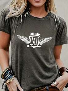 Women's Pure Cotton Casual T-Shirt DUTCH, Ideal For Easter And St. Patrick's Day, With A Simple And Cute Graphic Print, Round Neck, Short Sleeves, Summer Urban Style, And A Surprise Gift For Family And Friends. - 灰色 - 查看 6