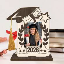 Boho Style Polished Wooden Graduation Photo Frame With Tassel Decor And Mortarboard Design - Vertical Desktop Frame, Suitable For 2026 Graduation Certificate Display, Graduation Cap Decoration Gift, Graduation Party Decor, Random Tassel - A - View 11