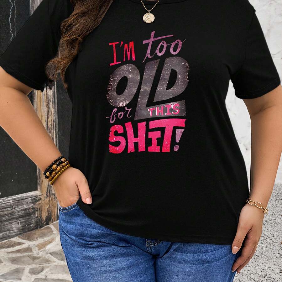 Plus Size - Women's Plus Size T-Shirt 024 - Black - View 1