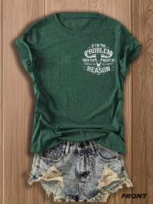Funny Math T-Shirt "If I Am The Problem" - Double-Sided Printed Cotton T-Shirt | Soft And Comfortable | Gift Idea For Mathematicians, Couples, Him And Her - Breathable And High Quality - Green - View 2