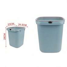 Freestanding PP Plastic Waste Basket, 24.5x23x28cm Open Top Square Garbage Can With Wave Pattern And Trash Bag Fixer - Baby Blue - View 8