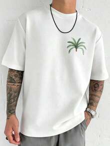 Zrgoth Men's Minimalist And Versatile Casual Short Sleeve T-Shirt With Japanese Crane Print - 白色 - 查看 3