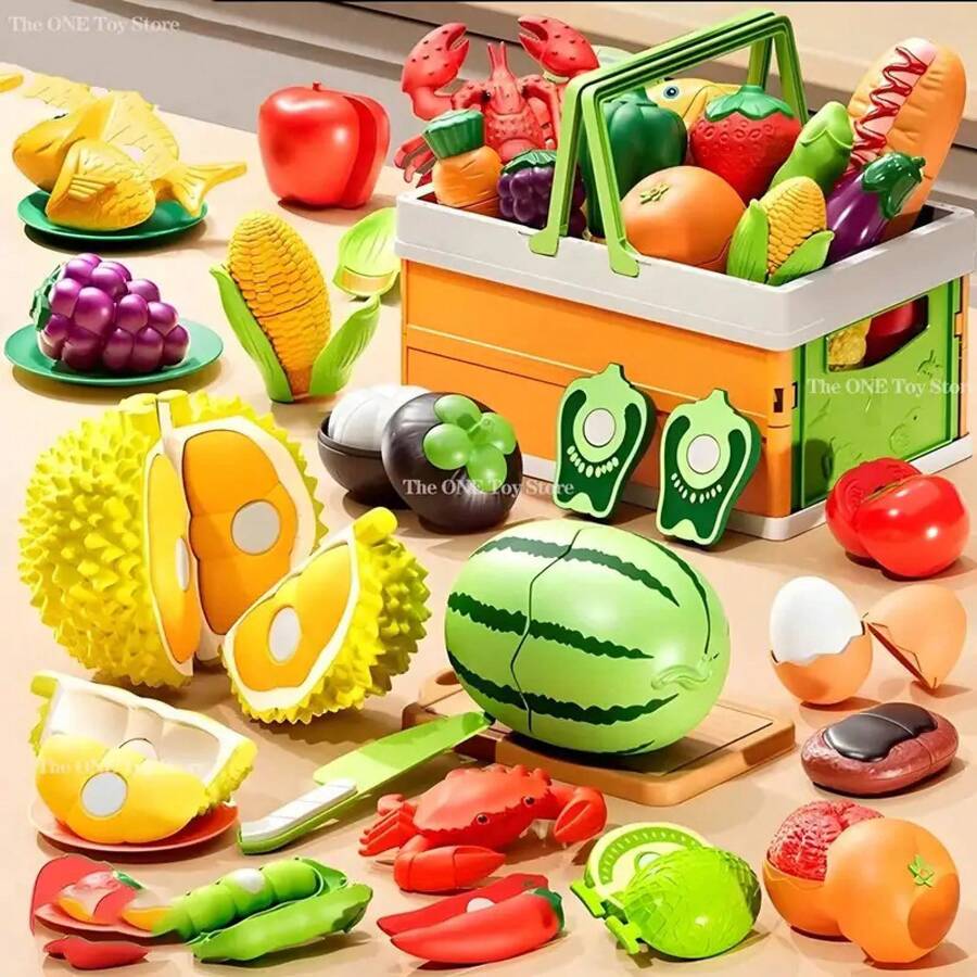 Juego de juguetes de cocina para niños, utensilios de cocina de corte simulado, juguetes de corte de frutas simuladas, accesorios de cocina para regalo para niños - 1 pieza de pescado - Ver 1