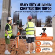 Laser Level Tripod Stand, 5/8"-11 Thread Mount, 45.07-114.37 Inch Height Adjustment Heavy Duty Survey Tripod, With Level Bubble & Diffusion Limiter , Liftable Non-Skid Feet For Construction - Extra Heavy Duty Lifting Type - View 2