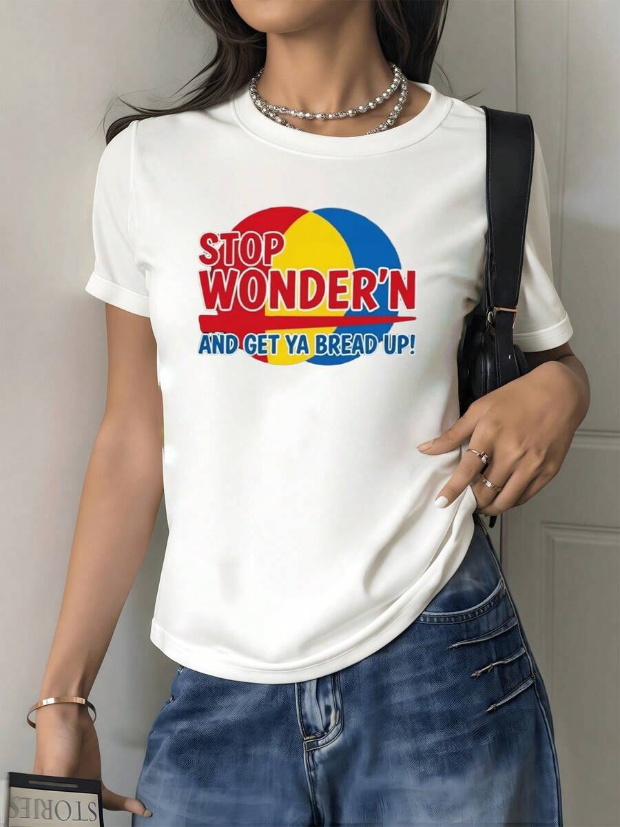 Colorful Motivational Text Combining Red, Yellow, And Blue, Conveying Positive Energy And An Entrepreneurial Attitude, Inspiring You To Let Go Of Doubt And Focus On Success. A Modern, Comfortable, Casual Women's T-Shirt For Everyday Wear. - 白色 - 查看 1