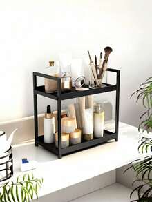 Multi-Color 2-Tier Bathroom Storage Organizer, Countertop Cosmetic Rack For Skincare And Makeup, Compact Design Keeps Toiletries Tidy, Perfect For Bathroom, Vanity, And Bedroom Use, Maximizes Small Space With Style. Christmas, Halloween, Easter, Thanksgiving, Holiday Season Gift - Bathroom Storage Rack - View 2