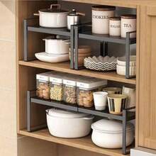 Kitchen Cabinet, Multi-Tier Storage Rack, Seasoning Storage Rack, Expandable Home Storage Space, Black Sturdy Metal - tamaño grande - Ver 7