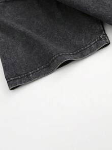 High-Quality, Fashionable Men's T-Shirt With Letter Print On Both Sides, Casual Summer Style, Round Neck And Short Sleeves, Made Of Pure Washed Cotton With A Batik Effect - Unisex Loose-Fitting Cotton T-Shirt With Short Sleeves And Round Neck In An Urban Vintage Style. - 黑色 - 查看 4