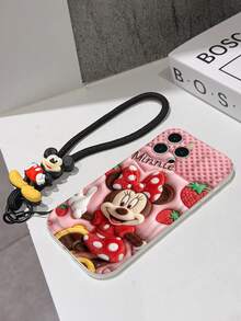 Disney Mickey Mouse Clubhouse Phone Case : 3D Fluffy Pattern Border Protector Phone Soft Phone Case With A Free Cute Mickey Bracelet Chain Lanyard, Mickey, Minnie, Goofy, Donald Duck, Daisy Duck, Pluto, For Apple 17 Promax 17 Pro 16 15 14 13 12 11 Pro Max XS Max X XR Soft Cover Summer Phone Case - 白色 - 查看 7