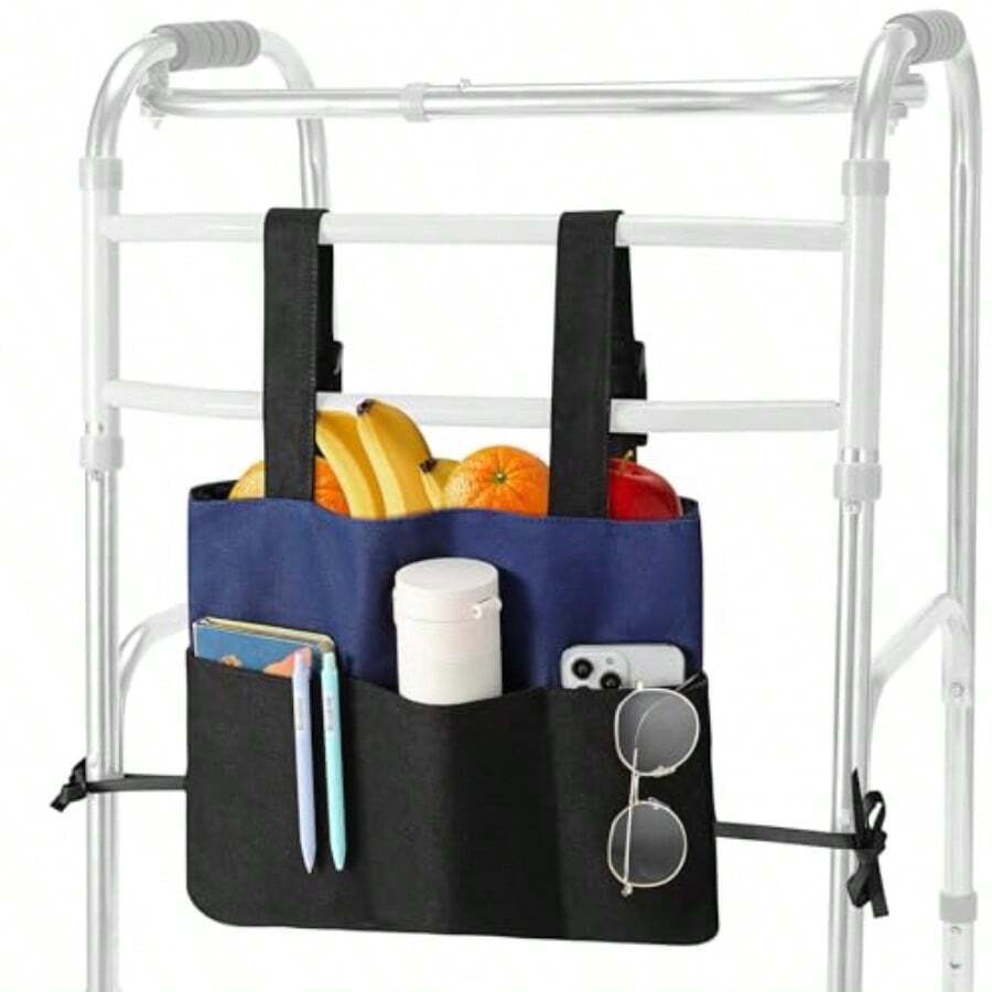 Walker Bag Walker Baket For Folding Walker With Cup Holder 7 Pocke With Adjutable Trap Rope Foldable Walker Acceorie For Enior Blue And Black - EBlue Black - View 1