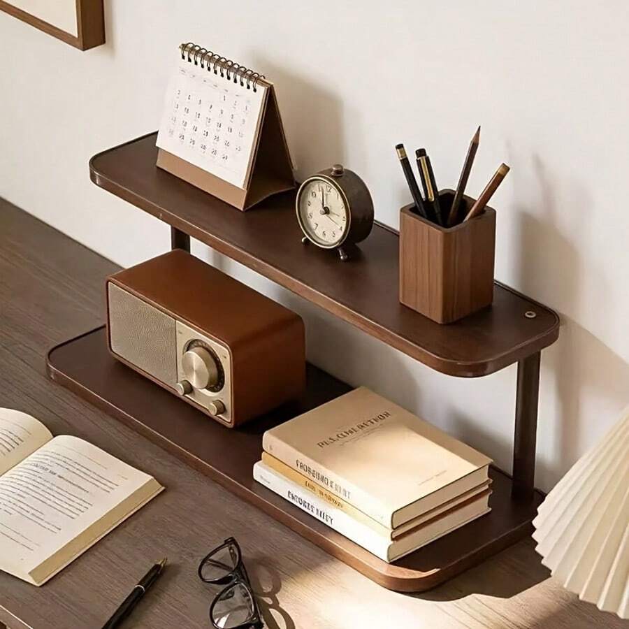 Vintage-Style High-Quality Storage Rack | 2-In-1 Kitchen Cup Holder + Desk Organizer, Combining Aesthetics And Practicality, Layered Design, Scientific Zoning Storage, Bid Farewell To Messy Desktops. Can Hold Books, Stationery, Cosmetics, Tableware, Kitchen Cup Rack, Desk Organizer, Keeps Small Spaces Tidy! - A - View 1