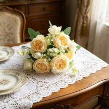 1/3 Bundle Artificial Peony Mixed Flower, Wedding Decor Bridal Bouquet Material, Classroom Decor, Home Vase Decor, Garden Outdoor Holiday Birthday Party Decoration - Beige - View 3