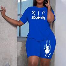 Conjunto de Dos Piezas de Ropa Casual de Verano para Mujer, Camiseta de Manga Corta con Cuello Redondo y Pantalones Cortos, Conjuntos Combinados en Oferta - Verde - Ver 2