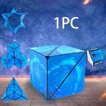 1pc 3D Infinity Cube Fidget Toy, Transformable Puzzle Cube Gift, Stress Relief Toy For Teens - Multicolor - View 5