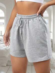 3 piezas Pantalones cortos deportivos de cintura elástica de unicolor - Multicolor - View 4