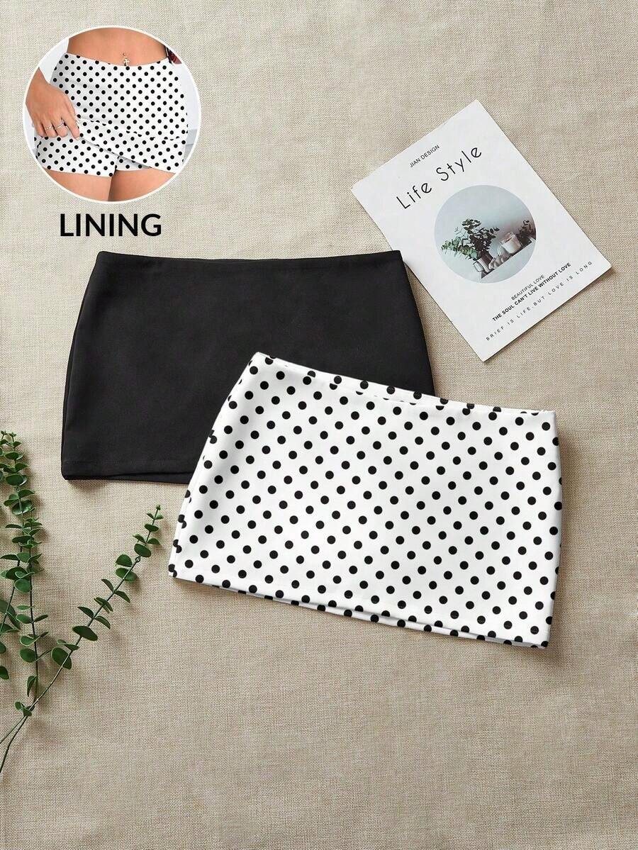 2 Faldas mini, minimalista, moda, informal, de unicolor - Multicolor 5 - Ver 1