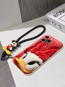 Disney Mickey Mouse Clubhouse Phone Case : 3D Fluffy Pattern Border Protector Phone Soft Phone Case With A Free Cute Mickey Bracelet Chain Lanyard, Mickey, Minnie, Goofy, Donald Duck, Daisy Duck, Pluto, For Apple 17 Promax 17 Pro 16 15 14 13 12 11 Pro Max XS Max X XR Soft Cover Summer Phone Case - White - View 7