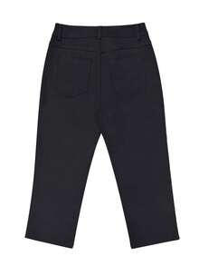 Women's Solid Color Casual Pocket Button Skinny 3/4 Length Jeans Black - Black - View 6