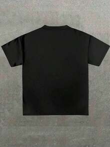 Black T-Shirt With "HUNGER?" GRAB A SCRIPTURE" And Bible Verse Text, Casual Print, Comfortable And Versatile, 220g Pure Cotton T-Shirt With Letter Pattern, Unisex Style - 黑色 - 查看 2