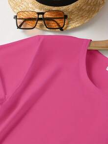 Camiseta de Cuello Redondo con Estampado de Leopardo para Mujer - Blusa Casual de Manga Corta con Diseño de Animal Salvaje para Verano y Atuendos Informales, Cómoda y Lavable a Máquina, Ideal para Todas las Estaciones - Rosa Roja - Ver 5