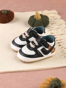 1 Pair Toddler Shoes With Contrasting Color Design, Versatile Sports Shoes, Suitable For Spring And Autumn - Black - View 3