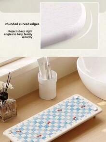 INS Style Bathroom Vanity Absorbent Shelf, Silica Gel Aroma Diffuser Tray, Toothbrush Holder - Multicolor - View 5
