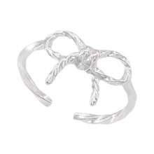 Nhẫn nơ điều chỉnh được, trang sức tối giản thanh lịch kiểu Hàn Quốc, thiết kế ngọt ngào độc đáo. - Bạc - Xem 2