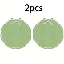 1/2/4pcs, Festive Bow Fabric Placemat, Suitable For Wedding Party Table Decoration Placemat, PVC Hot Stamping Placemat Simple Fashion Table Mat, Coffee Machine Mat, Non-Slip Heat Insulation Mat, Suitable For Wedding Parties, Festive Celebrations, Picnic Camping, Birthday Banquet Table Decoration Placemat - Multicolor - View 22