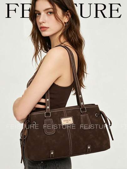 1pc Fashion One Shoulder Underarm Bag, Large Capacity Women's Tie Commuter Bag, Suitable For Daily Outings, Dates, And Commuting