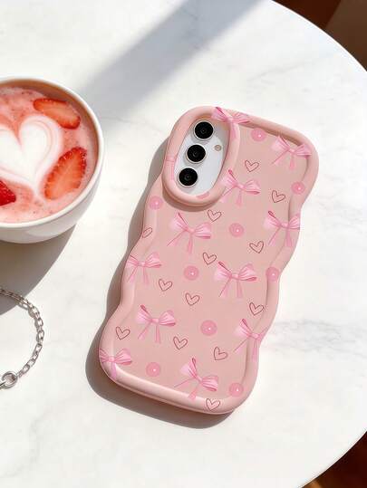 1 chiếc ốp lưng điện thoại bằng TPU mềm dẻo màu Macaron Dopamine hình trái tim xếp nếp thắt nơ, tương thích với Galaxy A03 A04 A05 A06 A11 A12 A13 A14 A15 A16 A20S A21S A22 A23 A24 A25 A26 A31 A32 A33 A34 A35 A36 A50 A51 A52 A53 A54 A55 A56 A73 S20FE S21FE S22 S22U S23 S23+ S23U S23FE S24 S24+ S24U S25 S25+ S25U/ Note 11 Note 12 Note 13 Note 14 /SMART/HONOR/Y7 Y9/ C53 C55