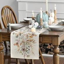Wildflower & Leaf Decor Table Runner, Suitable For Spring, Summer, Autumn, Winter, Indoor And Outdoor Home Decor And Party Decoration - Multicolor - View 9