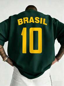 Camiseta Gráfica para Hombre, Camiseta Retro de Fútbol de Brasil - Legendario Número 10, Ropa Casual para Fanáticos del Fútbol, Camiseta de Fútbol, 100% Poliéster, Tejido de Malla Transpirable, Corte Regular, Cuello Redondo - Abeto verde 2 - Ver 7