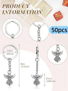 50 Móc khóa hình thiên thần hộ mệnh bằng bạc, quà lưu niệm cho sinh nhật, đám cưới, lễ rửa tội, tang lễ, tiệc tùng, v.v. - Xem 5