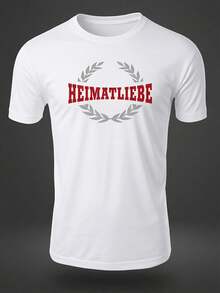 Men's T-Shirt, "Love For The Homeland" Design, Black With Laurel Design, Loose And Comfortable For Summer. - Back - View 7