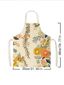 1 pezzo, Grembiule in poliestere con motivo carino a fiori e foglie di ginkgo, adatto per cucinare, cuocere e giardinaggio - può essere utilizzato come abbigliamento per la cucina e la sala da pranzo - Multicolore - Visualizzare 8
