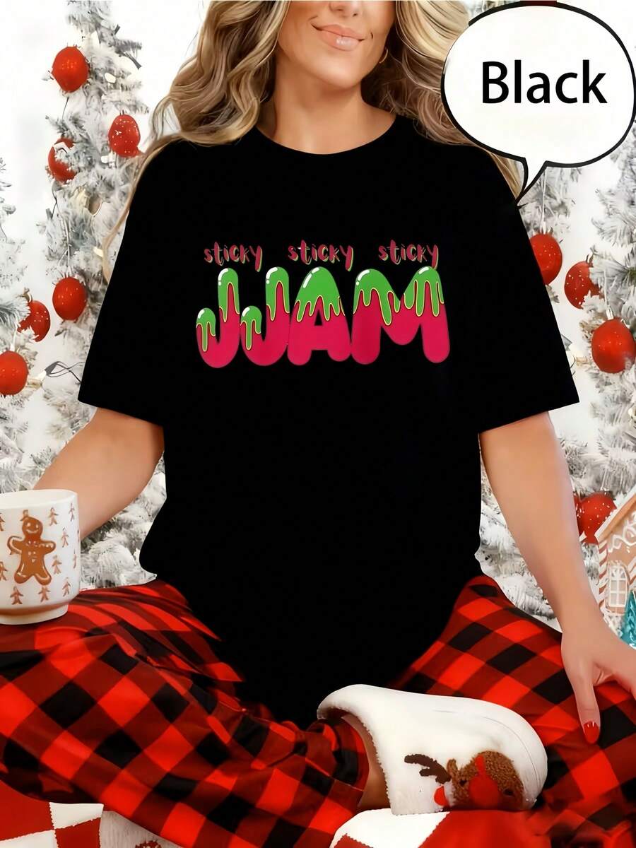 Stray JJam Tee SKZ Mönsterdesign SoftStyle T-shirt |   T-shirt med rund hals, lös passform, sporttröja, lämplig för både vardagliga och formella tillfällen, maskintvättbar, andningsbar, sporttopp, farsdagspresent, present till andra & gott nytt år. - Svart - Visa 1