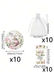 Bộ quà tặng tiệc tùng 30 món/15 món gồm ấm trà và gương tròn mini họa tiết hoa - Bao gồm 10/5 gương mini, 10/5 thiệp "Cảm ơn" và 10/5 túi vải organza. Với điểm nhấn là họa tiết hoa và tách trà duyên dáng, bộ quà tặng này là món quà lý tưởng cho các bữa tiệc cưới, sinh nhật, tiệc độc thân, kỷ niệm, tiệc trà, tiệc cô dâu và các buổi tụ họp theo chủ đề khác. - Một kích cỡ phù hợp cho tất cả - Xem 9