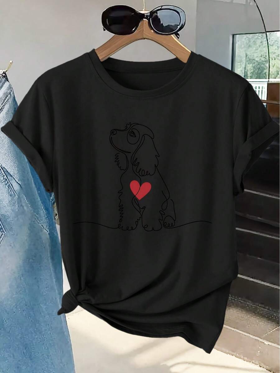 Dam-T-shirts - Svart - Visa 1