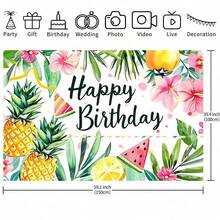 1件生日派對橫幅－夏季熱帶水果裝飾配粉色條紋，適用於生日、婚禮、週年紀念、拍照背景、派對裝飾，完美禮物，攝影棚道具，活動企劃必備 - 多色 - 查看 7