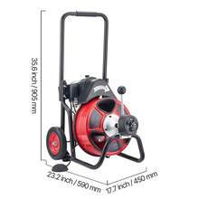 Drain Cleaner Machine 50 FT X 1/2 Inch, Auto Feed Sewer Snake Auger On Wheels, Portable Drain Cleaning Machine With 4 Cutters & Air-Activated Foot Switch For 2" To 6" Pipes - 查看 11