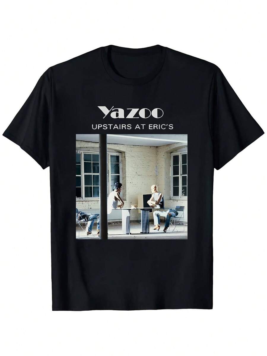 Yazoo Men's Vintage Music T-Shirt - Album Band Collection Retro Album Cover Design T-Shirt With Iconic Logo Print, Crew Neck, 100% Cotton 230g, Casual Wear For Concerts And Everyday Use - 黑色 - 查看 1