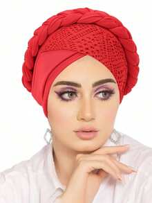 Mũ turban tết thời trang, khăn trùm đầu lưới thoáng khí đã buộc sẵn, khăn trùm đầu co giãn mềm mại dành cho phụ nữ Hồi giáo, thích hợp sử dụng hàng ngày và dự tiệc. - màu sắc - Xem 7