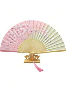 Vintage Folding Fan, Bamboo Fan, Chinese Silk Fan, Chinese Cosplay Fan, Dance Fan, Mask Fan, Handheld Bamboo Silk Folding Fan, Costume Accessory, Dance Performance Prop, Classic Chinese Ancient Pattern Folding Fan, Japanese Landscape Dance Performance Fan, Disco Fan, Charming Elegant Chinese & Japanese Retro Style, Best Gift For Women - Color - View 24