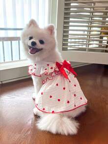 1pc Pet Dress, Spring//Cat Clothes For Teddy, Poodle, Bichon Frise, Cute Romantic Heart Strap Ruffle Dress, Soft Fabric Suitable For Medium/Small Pets - Black - View 22