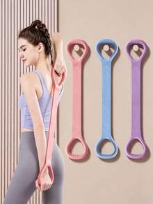 1/2/3pcs 8-Shaped Stretch Strap, Women Back Training Yoga Stretch Band, Thick Silicone Elastic Rope For Back - Pink - View 1
