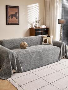 1 chiếc chăn phủ sofa bằng vải chenille, kiểu dáng Bohemian, chống bụi, chống bám bẩn, chống phai màu, bảo vệ sofa khỏi vết cào của mèo, phù hợp cho mọi mùa, có thể giặt máy. - Xám - Xem 5
