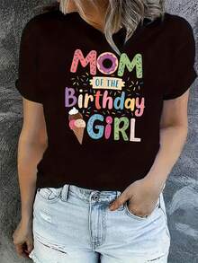 Women's Short-Sleeved Cotton T-Shirt With A Creative Happy Birthday Graphic Print, Fashionable, Round Neck, Casual And Sporty Style, Comfortable For Summer Vacation. - 黑色 - 查看 7