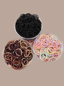 100pcs/Pack Colorful Shiny Elastic Hair Ties, Soft & Gentle For Baby & Girls Hair Accessories (OPP Bag) - Multicolor - View 4