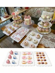 1/2/4 pièces Assiettes à dessert en plastique blanc, convient pour la cérémonie de remise des diplômes, l'anniversaire, la fête, le mariage, la cuisine, le cadeau de Noël - Multicolore - Voir 1